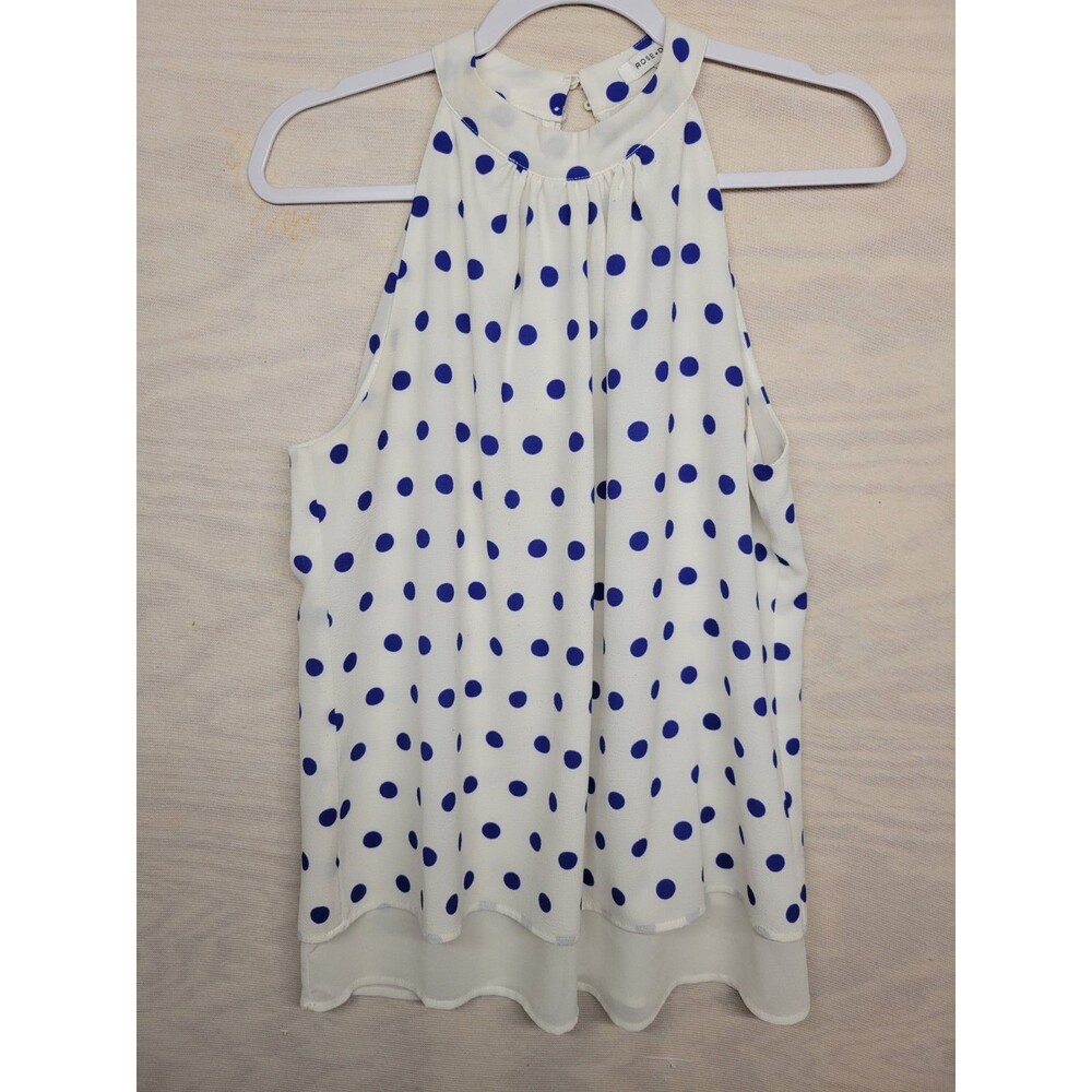 Rose and Olive Women's SZ M Sleeveless Tank Blouse Lightweight Flowy Polka Dot
